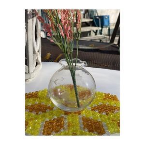 Vintage Floral Etched Bulb Glass Vase